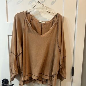 We The Free Brown Oversized Top